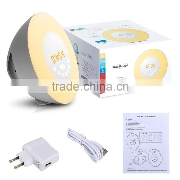 Multifunctional Alarm Clock 7 Colors Atmosphere Lamp 7 Natural Sounds & FM Radio photo-3
