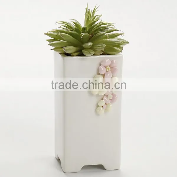 Creative Hand Pinching Flowers Small White Ceramic Flower Pots photo-2