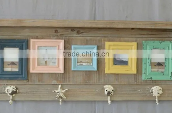 2016 Shabby Chic Wooden Shelf With Frames With Hooks photo-3