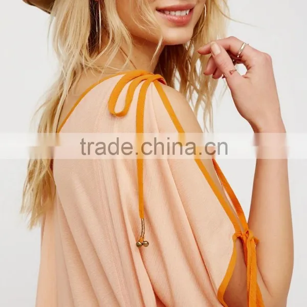 Summer Beach Flowy Effortless Sexy Ladies Nighty Maxi Dress With Cutout Shoulder HSD5948 photo-5