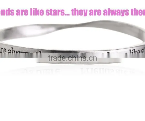 Custom Twist Words Logo Bangle Mix Diy Small Tags Charm Bangle Cheap Metal Bangle Free Sample photo-3