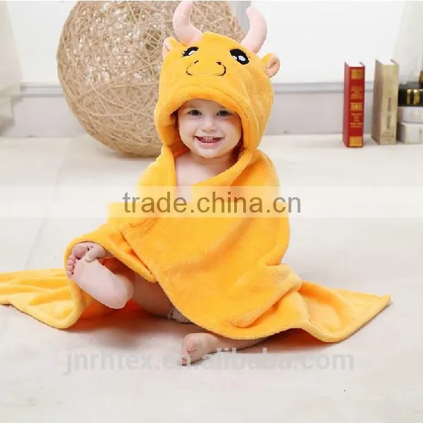Embroidery Designs Animal Cartoon Wholesale Bathrobe/premium Flannel Baby Towel for Bathroom photo-2