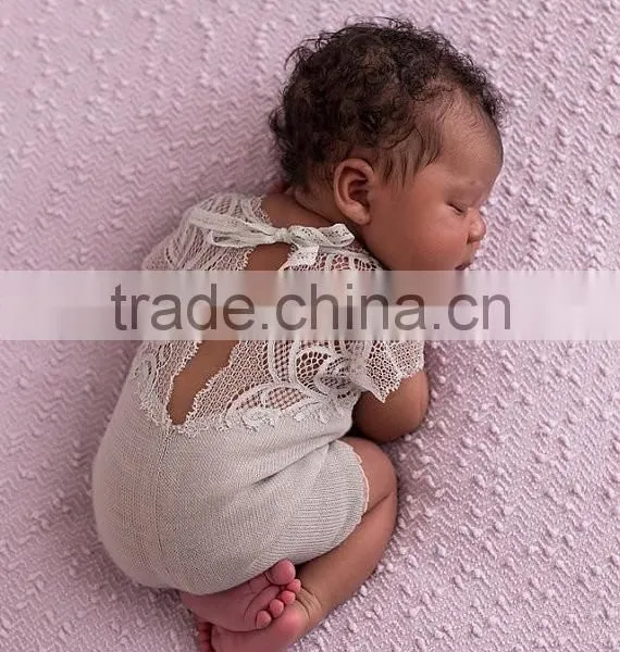 2017 Baby Frock Designs Newborn Baby Clothes Lilac Lace Baby Romper photo-2