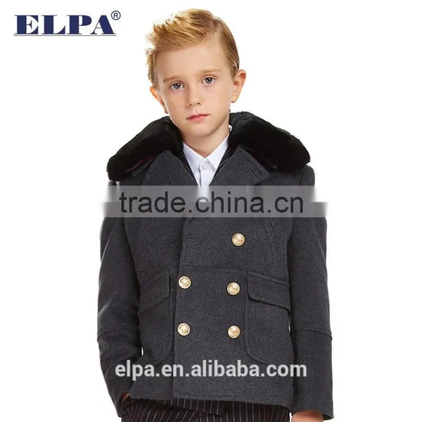 ELPA Fashion Tan Kid's Coats Warm Winter Wool Overcoat photo-2