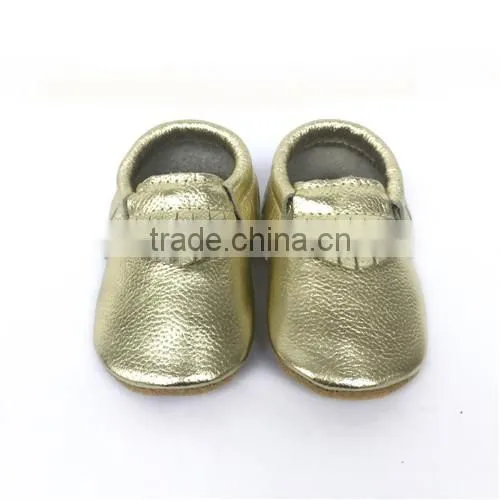 Rose Gold Soft Rubber Sole Baby Moccasin Shoes Kids Rubber Sole Shoes photo-3