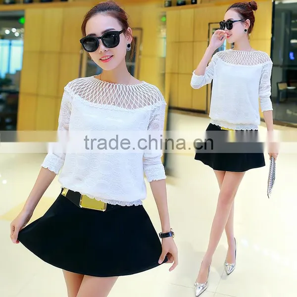 Walson Women Fashion Hollow Out Women Top Mesh Long Sleeve Women Blouse photo-5
