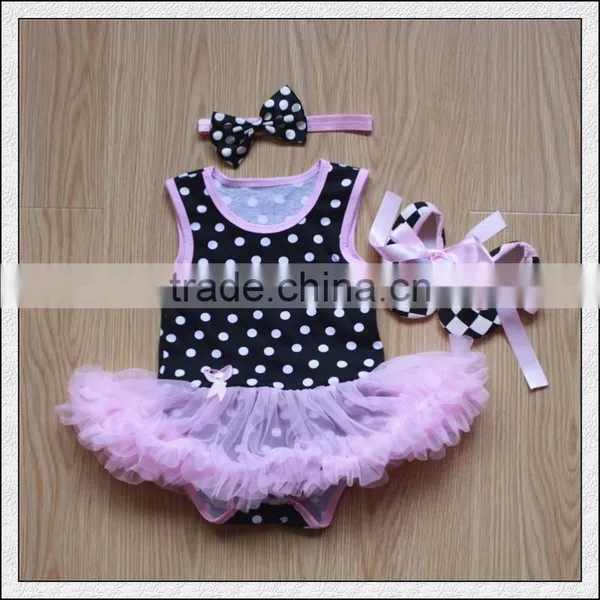 Wholesale 2015 Baby Girl Infant 3pcs Clothing Sets Tutu Romper Dress/Jumpersuit+Headband+Shoes photo-2