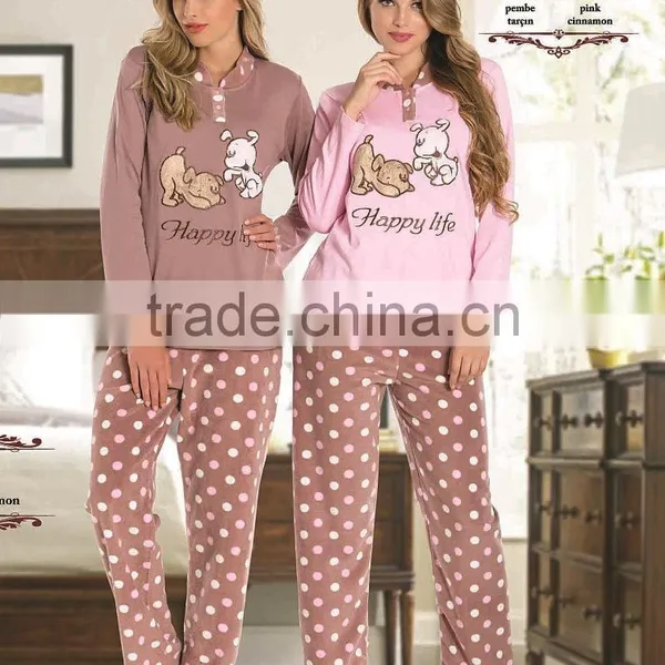 Cute Printed Fashionable Design Winter Polar Fleece Pajamas for Girls