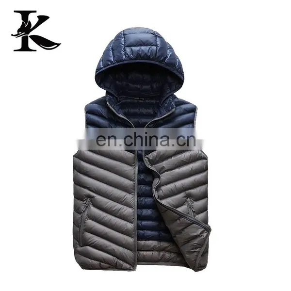 Men Nylon Decthable Hood Padded Vest Winter Warm Down Vest photo-5