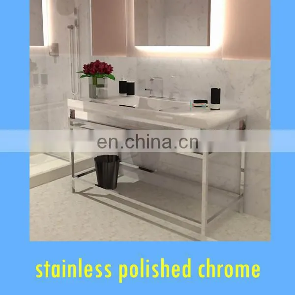 Custom Hotel Bathroom Washstand of Stainless Steel High Shine Chrome photo-3