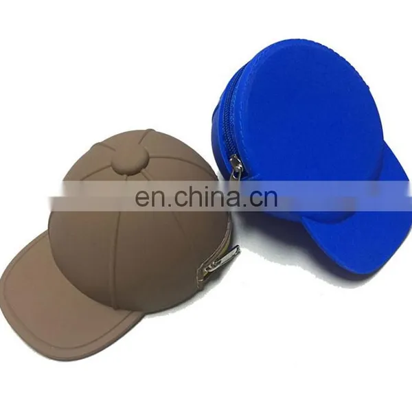 Lovely Baseball Cap Shape Mini Coin Purse Bag Small Cute Wristlet Key Wallet Fashion Silicone Coin Case photo-2