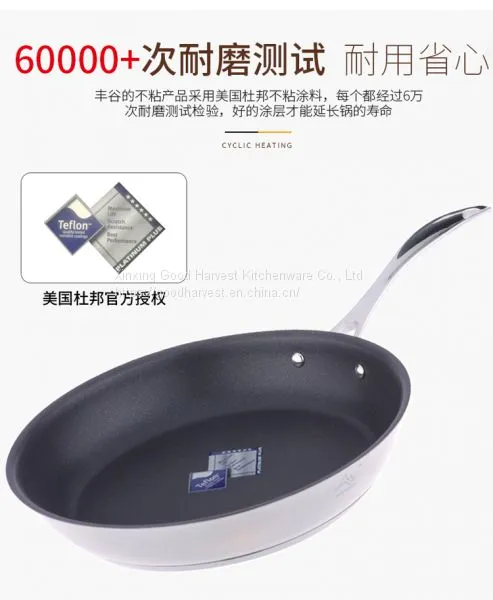 Pan Skillets Non-stick Pans DuPont Teflon Nonstick Coating Pan Try-ply Stainless Steel Fry Pan photo-5