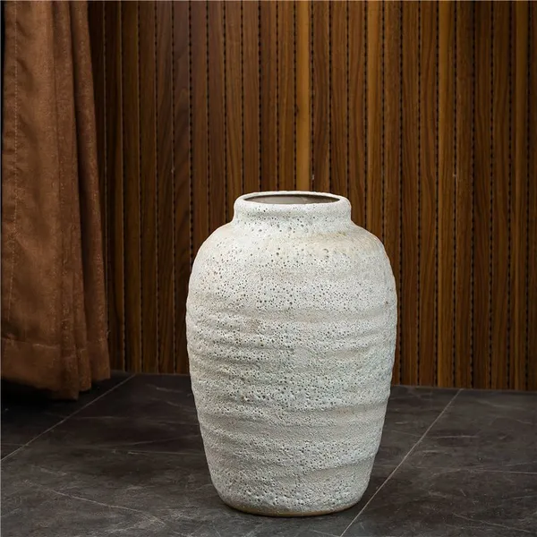 Chinese Modern Simple Style Fashion Jingdezhen Large White Ceramic Vase For Hotel Showroom photo-2