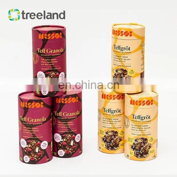 Bio-friendly Paper Tube Packaging for Granola Custom Cereal Packaging Food Grade Cylinder Canister photo-3