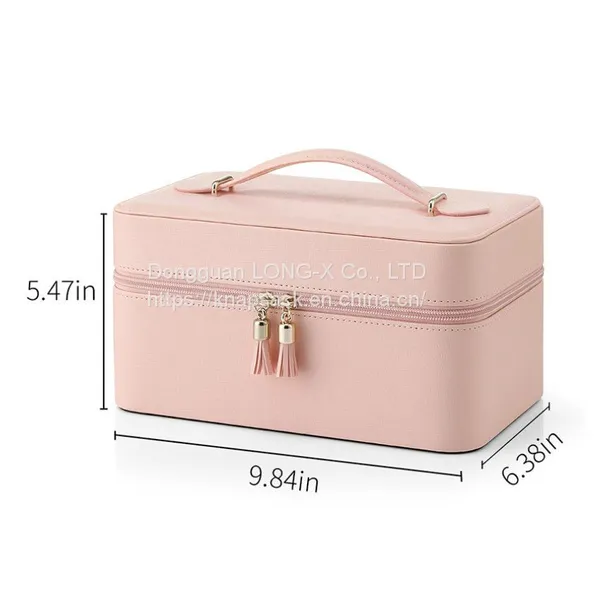 Pu Portable Makeup Case/Double Layer With Mirror Wash Skin Care Storage Cosmetic Bag photo-3