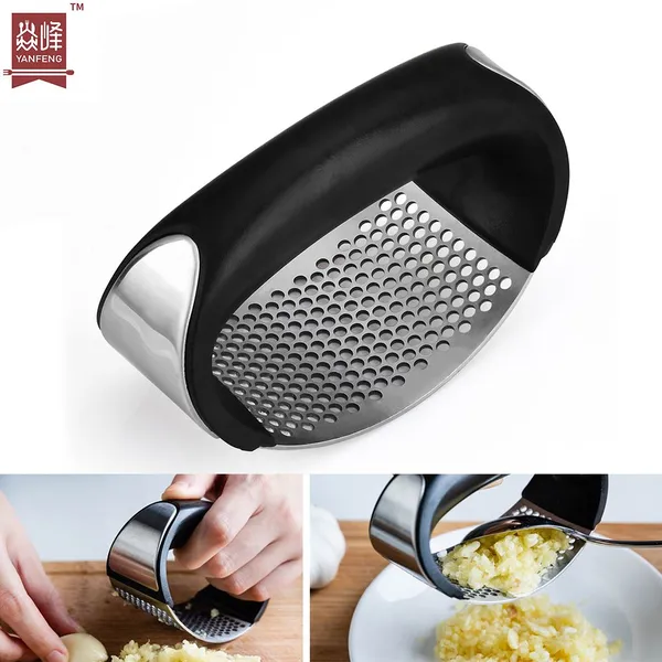 Kitchen Accessories Home and Kitchen Gadgets Customized Stainless Steel Garlic Press Rocker Garlic Mincer Crusher and Peeler photo-4