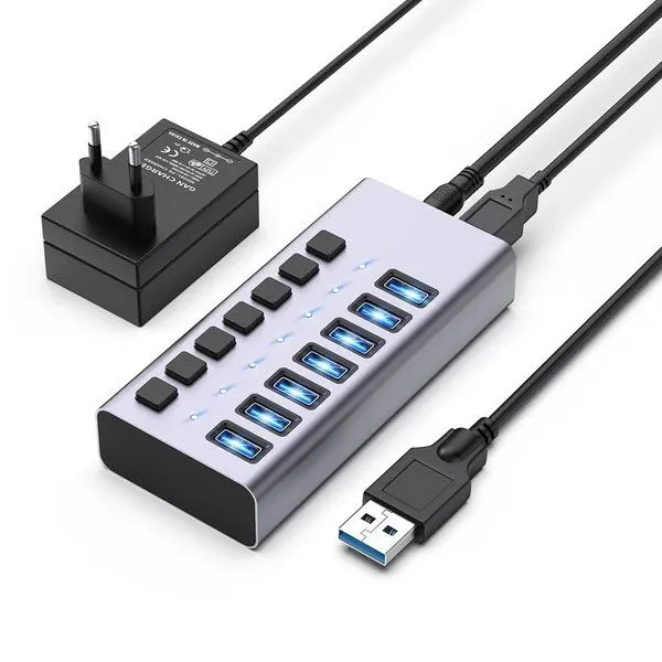 7 Ports USB 3.0 Hub With Individual On/Off Switches Splitter photo-2