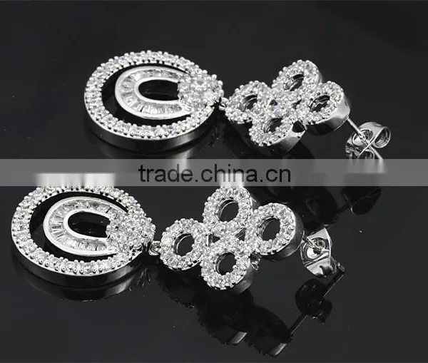 Round Top AAA Quality Cubic Zirconia Dubai White Gold Luxury Bridal Jewelry Set photo-6