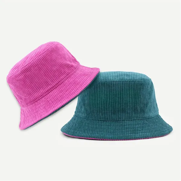 Reversible Corduroy Bucket Hat Double-Sided Wear Retro Sun Hat for Men Women Autumn Winter