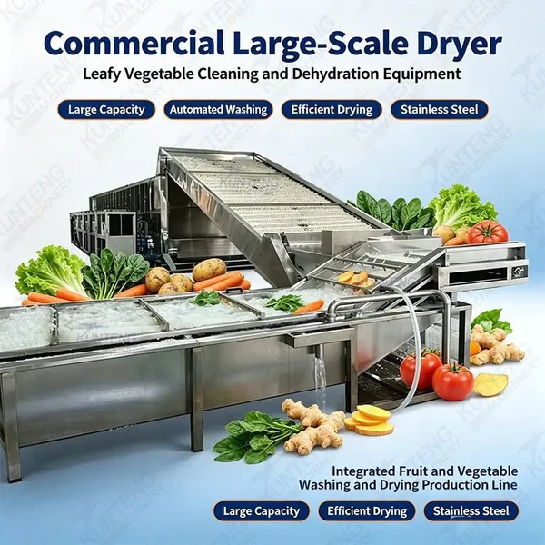Commercial Leafy Vegetable Cleaning and Dehydration Equipment Integrated Fruit and Vegetable Cleaning and Drying Production Line EPC