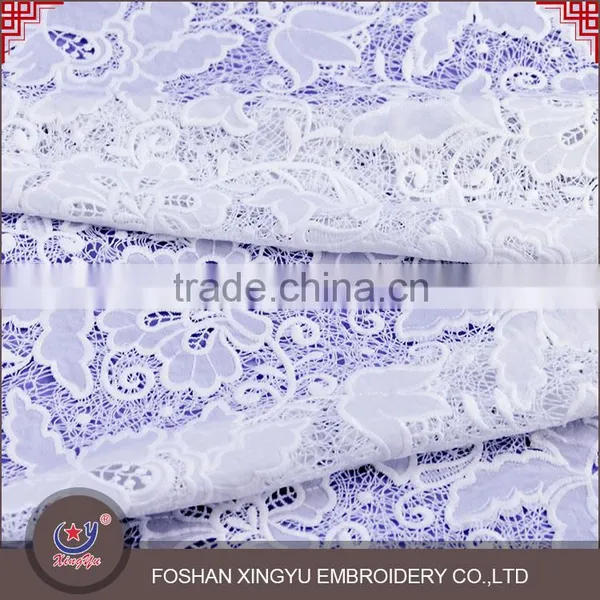 China Supplier Beautiful Flower Chemical Water Soluble Laser Lace Embroidery Fabric photo-6