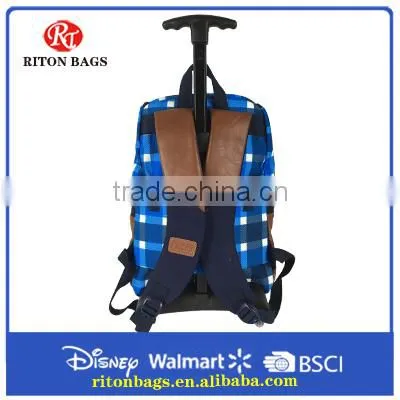 Durable Canvas Trolley Backpack With Full Linings & Single Handle and Skating Wheels for Teens photo-3