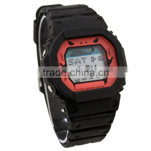FT1185_RD Red Color Dial LCD Display Plastic Rubber Watch for Kids photo-4