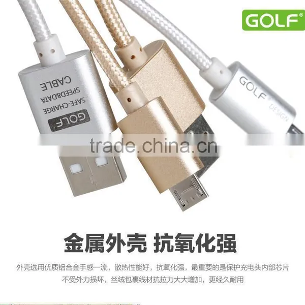 Original GOLF 1.5M Metal Nylon Weave Micro USB 2.1A Fast Sync And Charge Cable for Android Mobile Phone photo-6