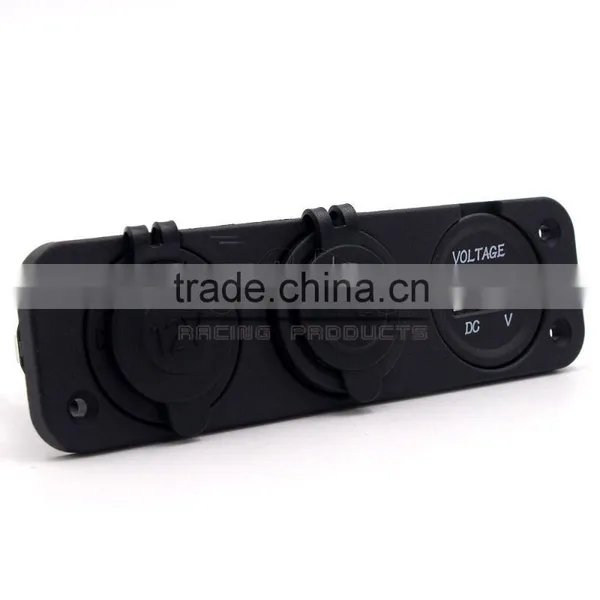 BJ-UPS-003 Universal 12V Three Hole Cigarette Lighter Charger Voltmeter Motorcycle USB Power Supply photo-2