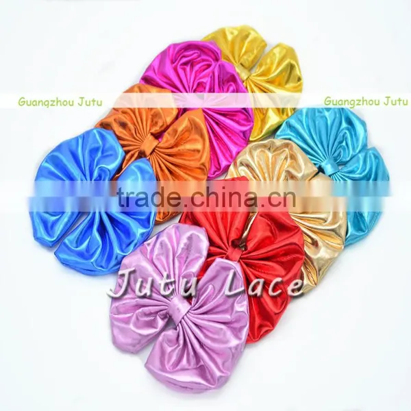 Wholesale DIY Craft Decorative Flowers Hair Bows -Big Shiny Fabric Golden Bowknots Garment Accessories photo-5