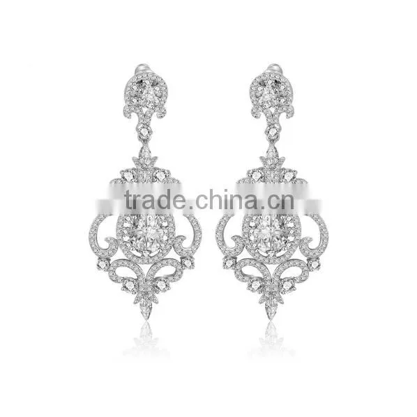 Top Quality Luxurious Elegant Fine AAA+ Cubic Zircon Long Hanging Chandelier Earrings For Women Marriage Wedding Party Jewellery