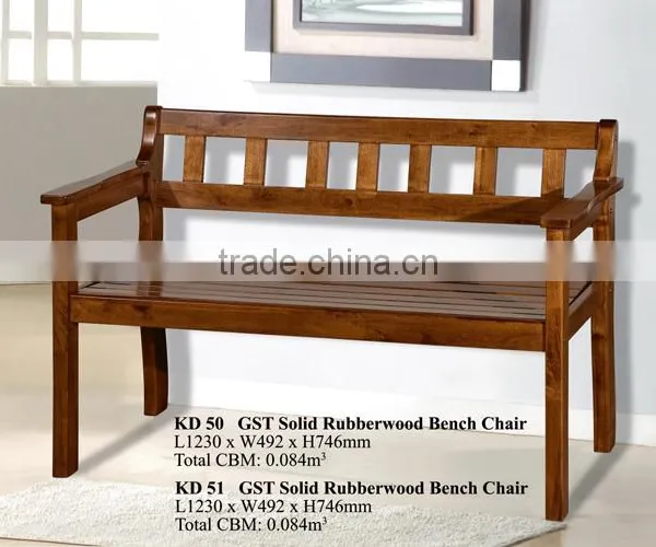 Solid Rubber Wood Long Cheap Bench Chair photo-2