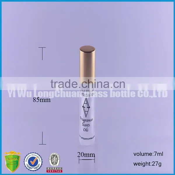 Long Custom Clear Round Frosted Glass Bottles10ML With Gold Cap photo-4