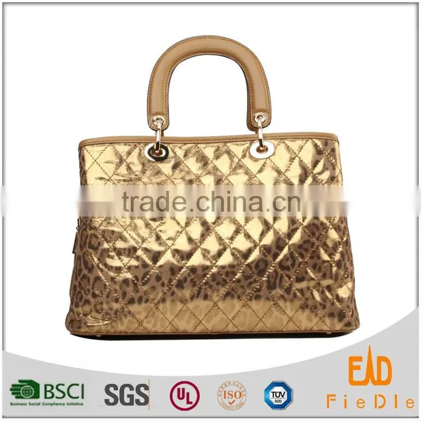 S238-B2340 Two Colors Metallic and Leopard Pattern Genuine Leather Purses and Handbags