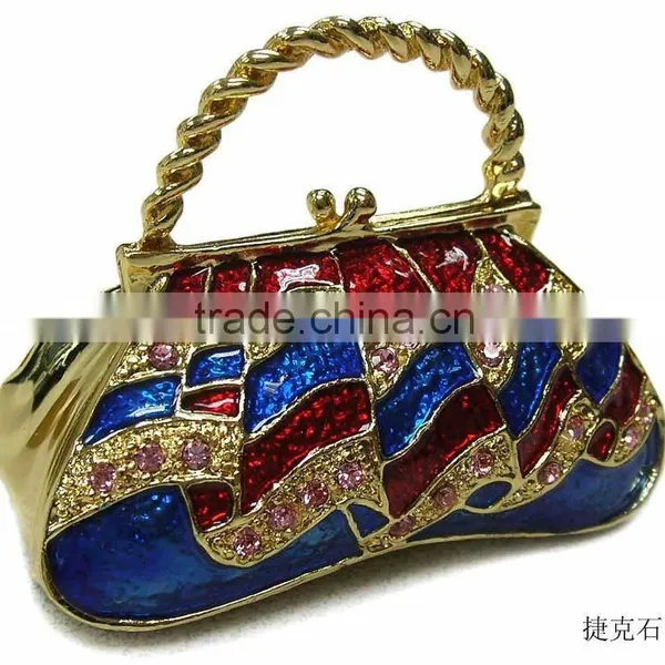 Enamel Handbag Shaped Jewelry Box With Magnet Closure,good Quality and Various Designs,passed SGS Factory Audit