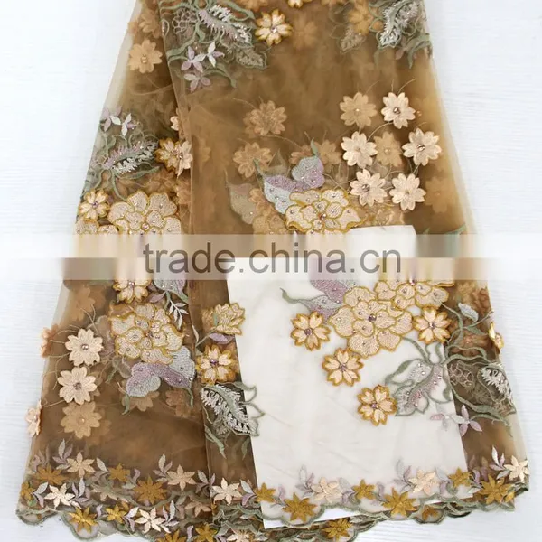 29328 Gorgeous Purple French Lace With 3D Flower for Uniform photo-5