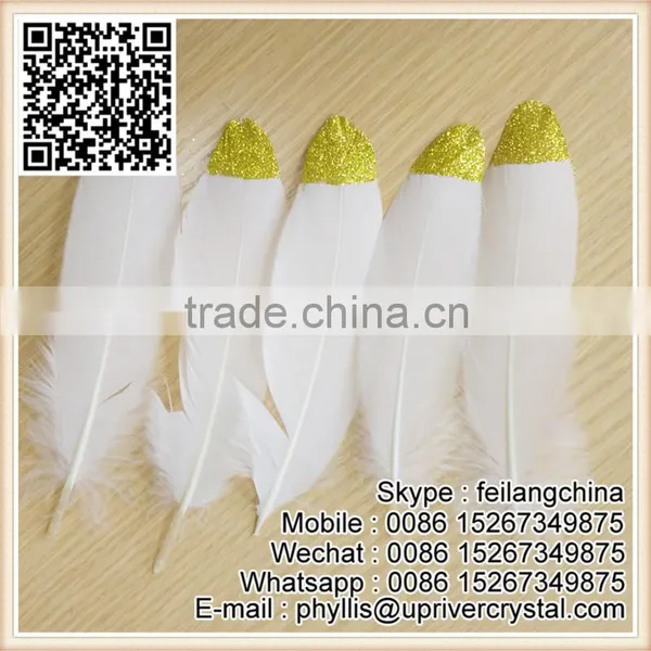 Party Costume Accessories Artificial Gold Glitter Goose Feather photo-3