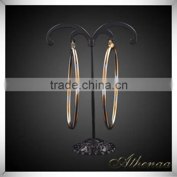 Two-tone Super Quality Hoop Jewelry Women Brass Fashion Round Earring
