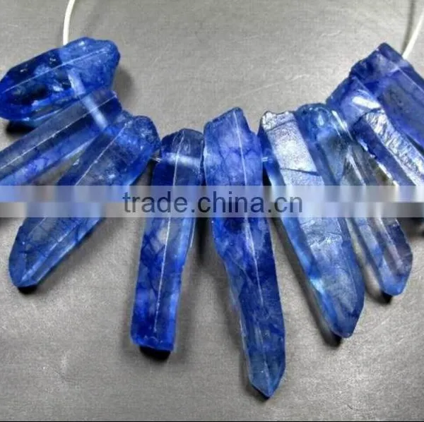 CHARMING BLUE AURA QUARTZ CRYSTAL POINT FOR NECKLACE Wolesale photo-4