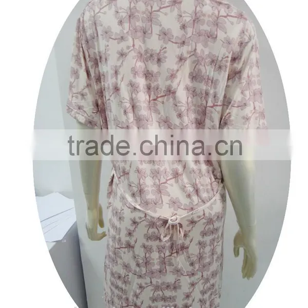 Pink Floral Printed Pajama Long Top photo-2