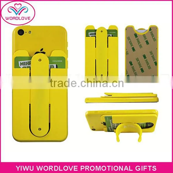 China Supply American Market Popular Custom 3M Adhesive Sticker Silicone Cell Phone Credit Card Holder With Clap Stand photo-5