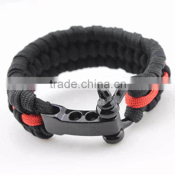 Factory Direct Sales Braided Adjustable Bowshackle Buckle Survival Paracord Bracelet photo-6