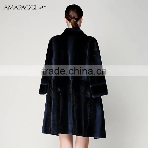 Hot Sale Women Long Cashmere Coat With Mink photo-3