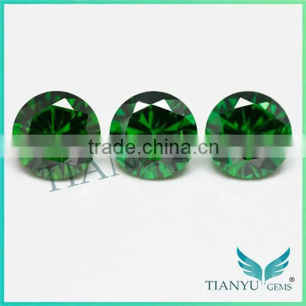Free Sample Gemstone Wholesale Round Cut Emerald Green Cubic Zirconia , Synthetic Green CZ photo-5