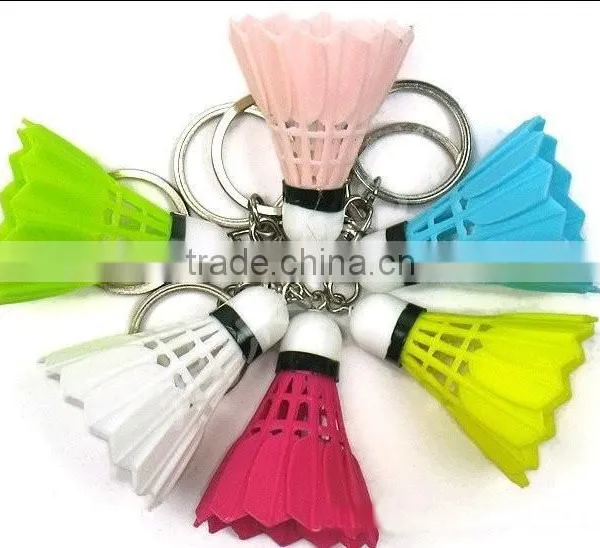 Colorful Real Feather Badminton Key /ring Chain, Cheap Price Promotion Badminton Keychain photo-3