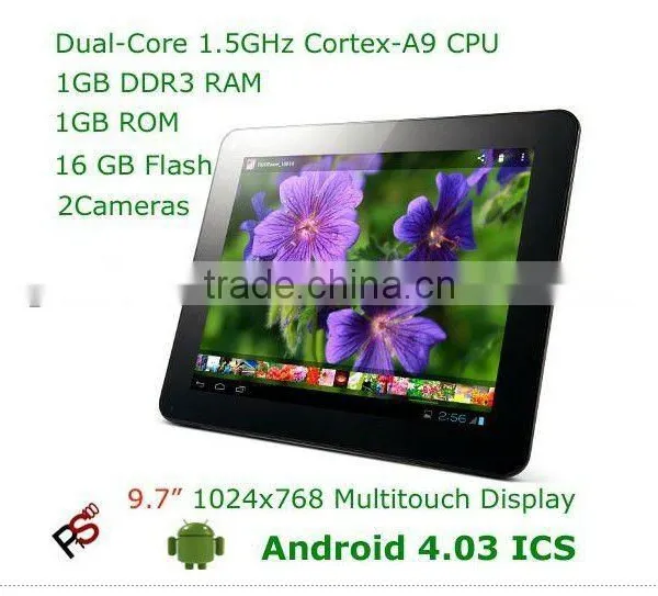 9.7 Inch Tablet PC IPS Capacitive Multi Screen Android 4.0 ICS Ramos W22 Pro+1GB+16GB+Amlogic 8726-Mx Cortex A9 Dual Core 1.5GHz