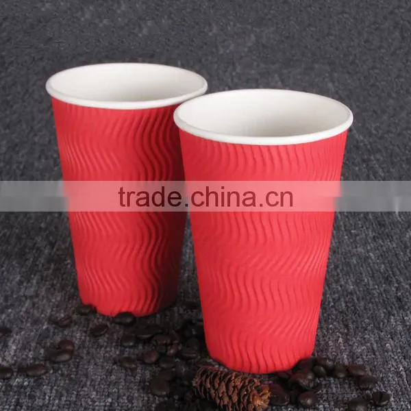 350ml Red Double Single Wall Ripple Disposable Coffee Paper Cup photo-2