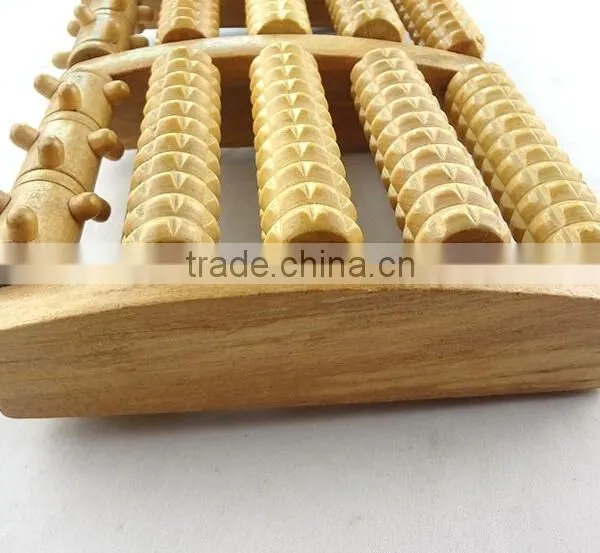 5 Rows Wooden Care Reflexology Relax Relief Stress Health Therapy Foot Roller Massager photo-3
