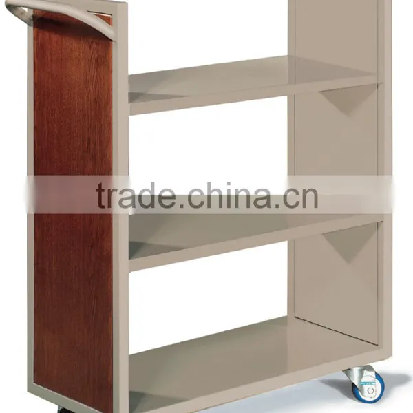 Metal Steel V-shape 2-layer Mobile Book Cart Book Carrier Conveyor photo-2