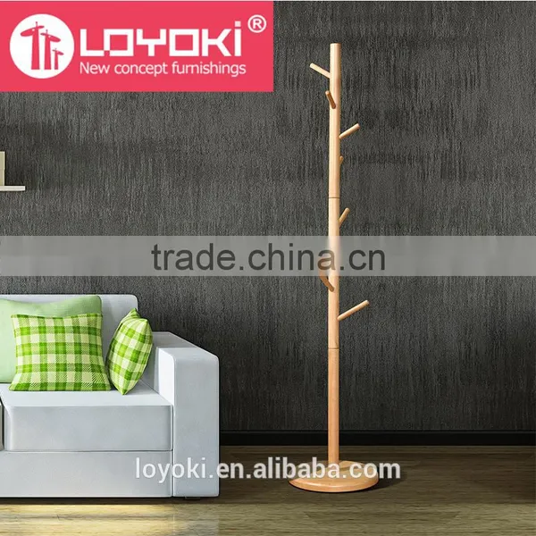 Solid Beech Wood Coat Rack Stand Hall Tree Shape Coat Rack